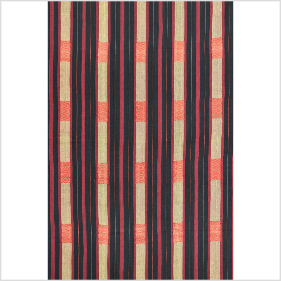 Bold pattern tribal home decor ethnic Naga blanket, geometric stripe, handwoven cotton throw boho Thailand Burma India tapestry II95