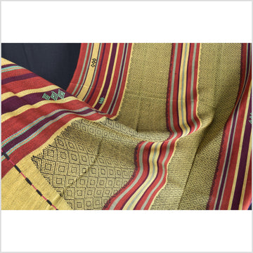 Vintage collector's tribal home decor ethnic Naga blanket, handwoven cotton throw boho Thailand Burma India tapestry II97