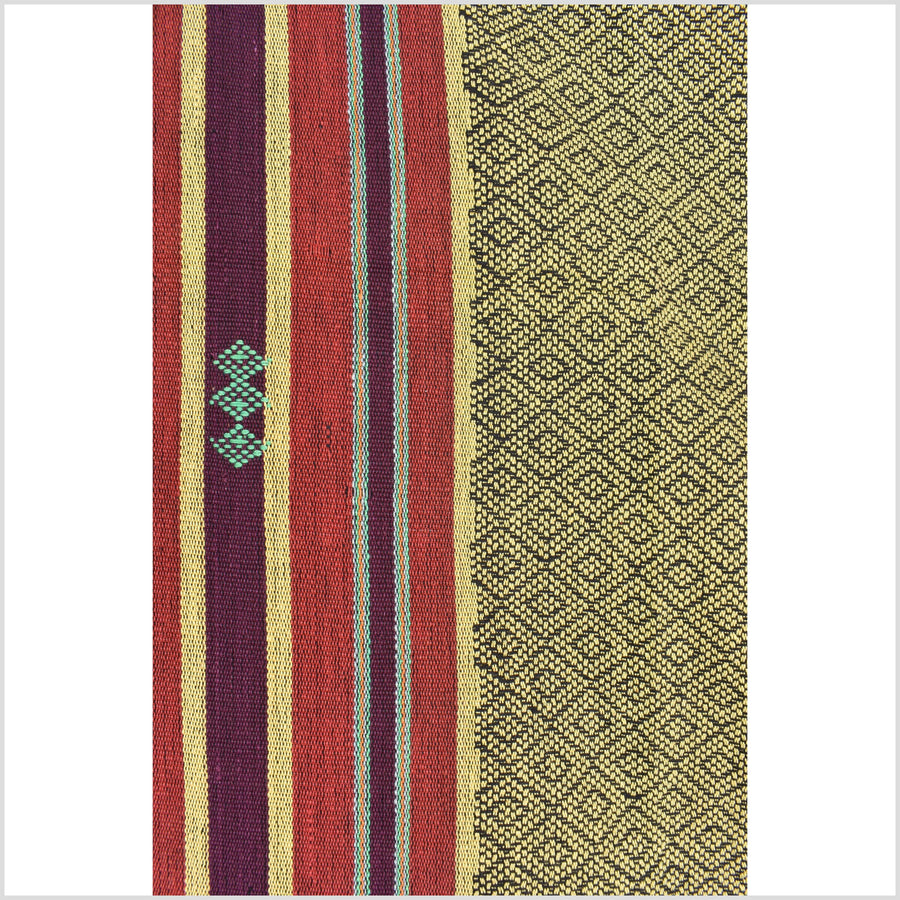 Vintage collector's tribal home decor ethnic Naga blanket, handwoven cotton throw boho Thailand Burma India tapestry II97