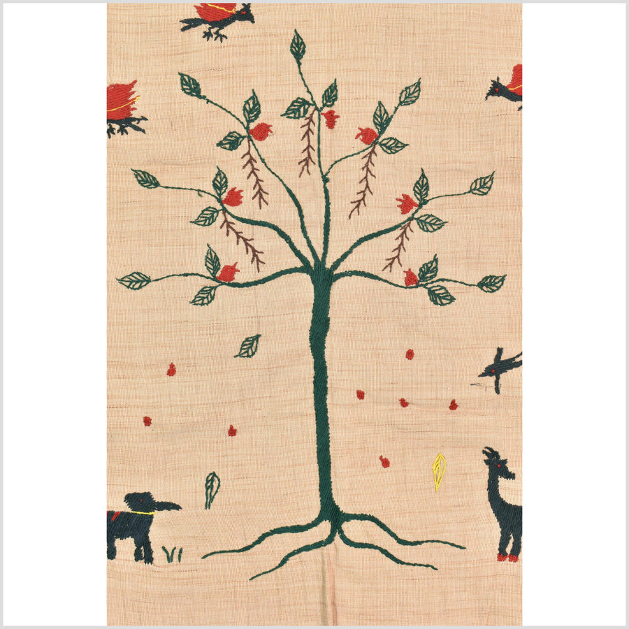 Golden caramel cotton story quilt Naga tribal textile ethnic embroidered boho fabric Burma hill tribe tapestry Thai India Hmong MP30