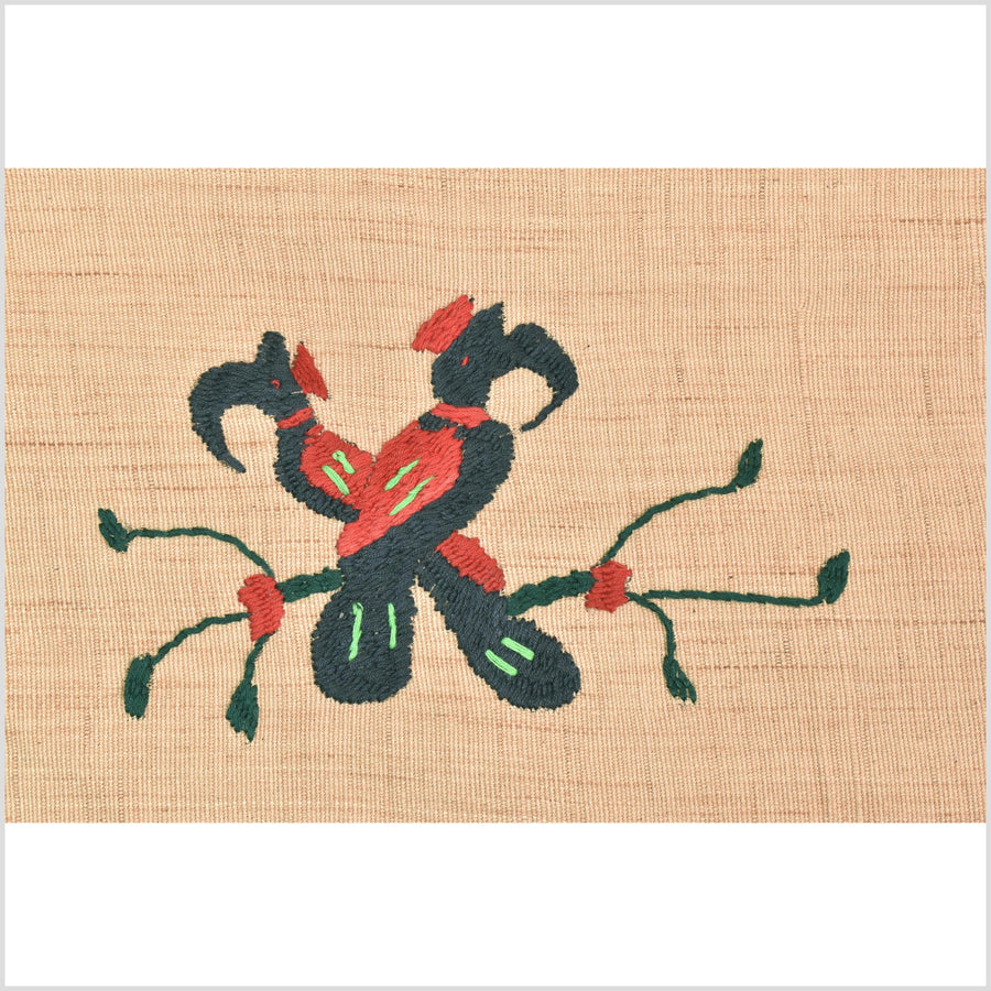 Golden brown cotton story quilt Naga tribal textile ethnic embroidered boho fabric Burma hill tribe tapestry Thai India Hmong MP33