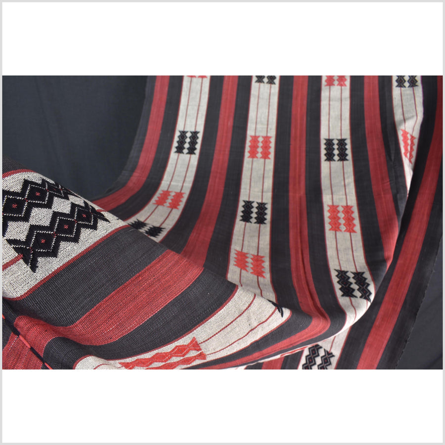 Handsome tribal home decor ethnic Naga blanket, geometric stripe, handwoven cotton throw boho Thailand Burma India tapestry MP61