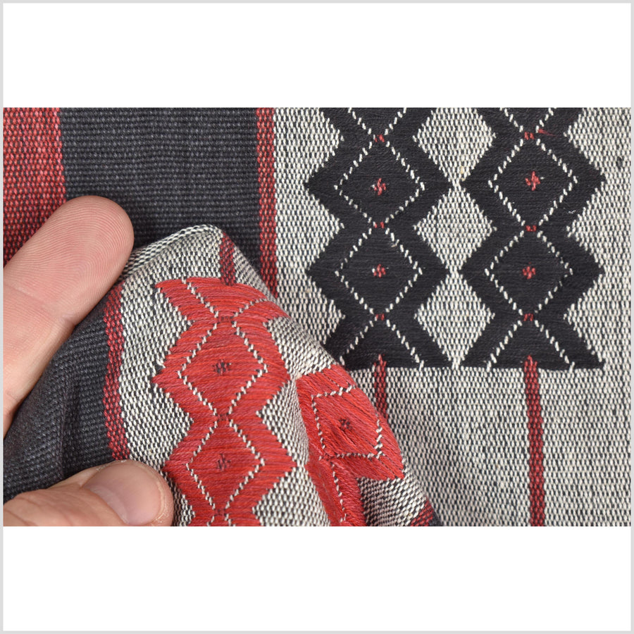 Handsome tribal home decor ethnic Naga blanket, geometric stripe, handwoven cotton throw boho Thailand Burma India tapestry MP61