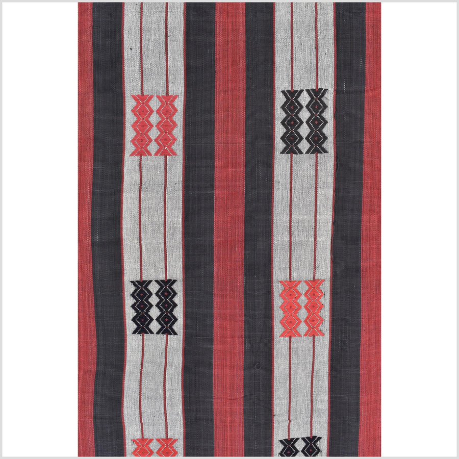 Handsome tribal home decor ethnic Naga blanket, geometric stripe, handwoven cotton throw boho Thailand Burma India tapestry MP61