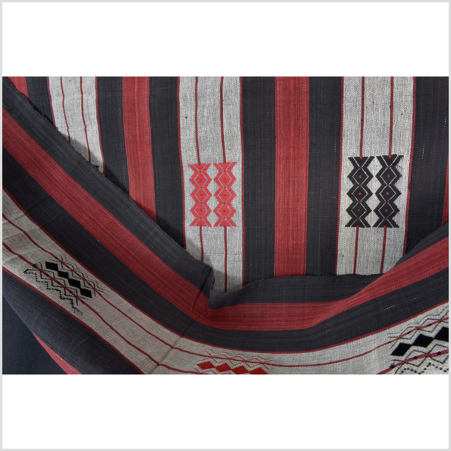 Handsome tribal home decor ethnic Naga blanket, geometric stripe, handwoven cotton throw boho Thailand Burma India tapestry MP61