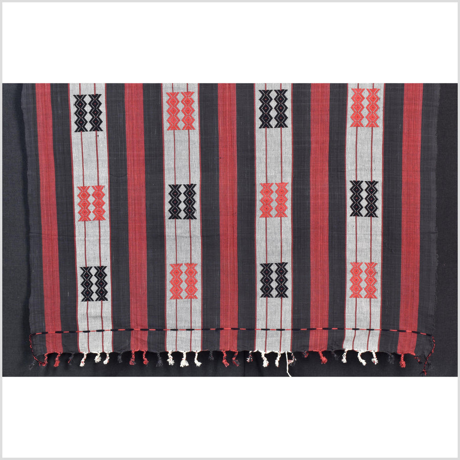 Handsome tribal home decor ethnic Naga blanket, geometric stripe, handwoven cotton throw boho Thailand Burma India tapestry MP61