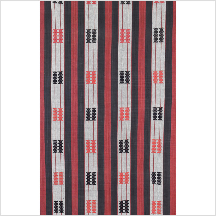 Handsome tribal home decor ethnic Naga blanket, geometric stripe, handwoven cotton throw boho Thailand Burma India tapestry MP61