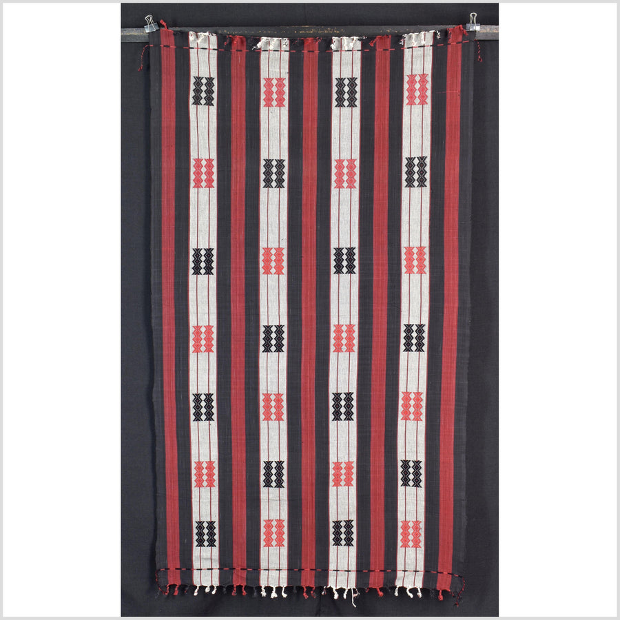 Handsome tribal home decor ethnic Naga blanket, geometric stripe, handwoven cotton throw boho Thailand Burma India tapestry MP61