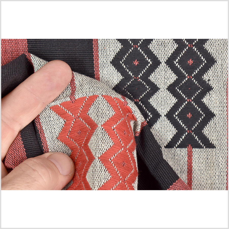 Handsome tribal home decor ethnic Naga blanket, geometric stripe, handwoven cotton throw boho Thailand Burma India tapestry MP62