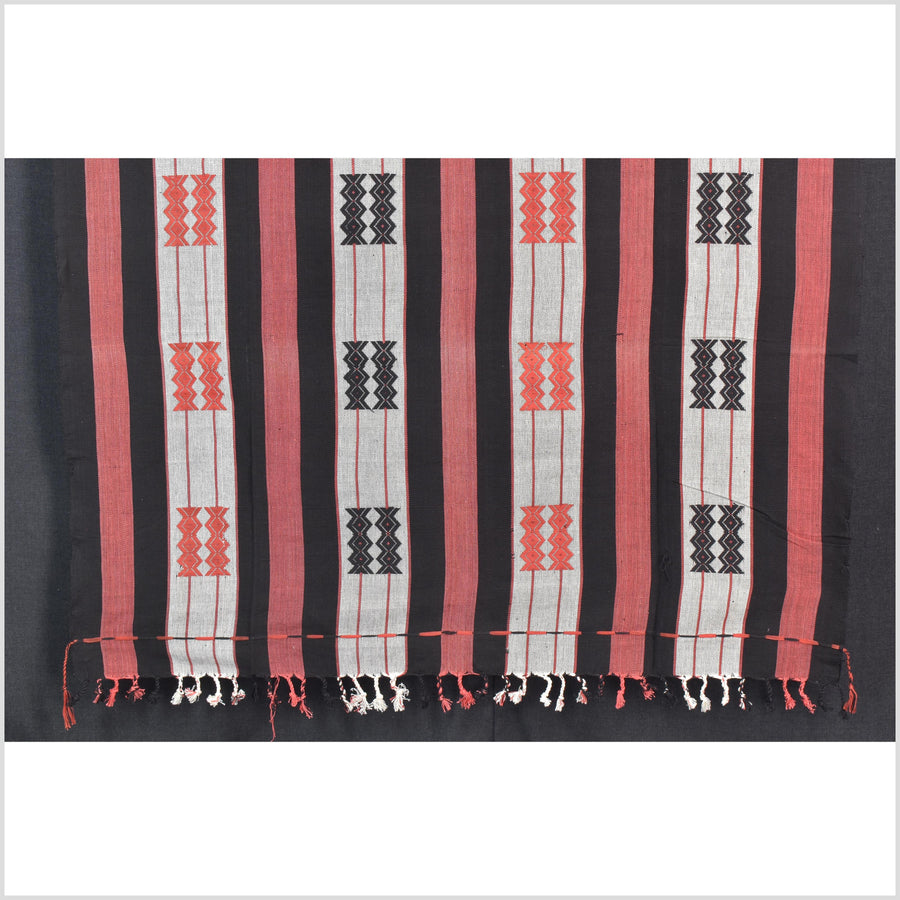 Handsome tribal home decor ethnic Naga blanket, geometric stripe, handwoven cotton throw boho Thailand Burma India tapestry MP62