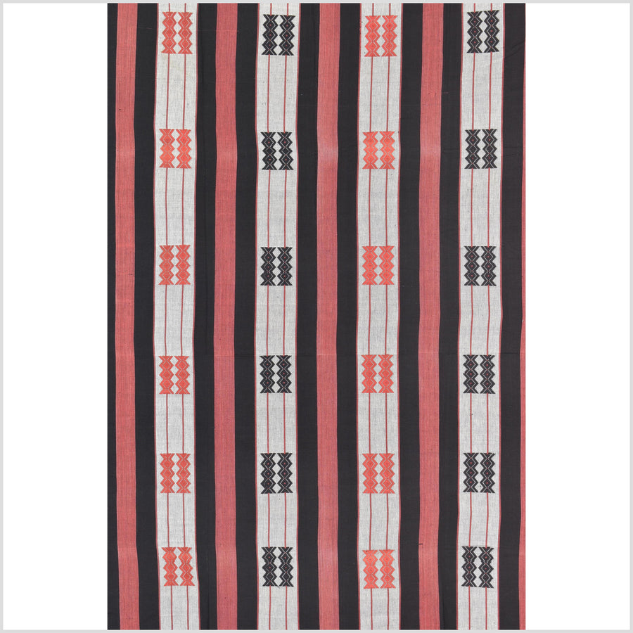 Handsome tribal home decor ethnic Naga blanket, geometric stripe, handwoven cotton throw boho Thailand Burma India tapestry MP62