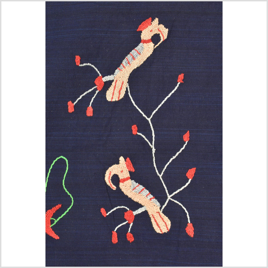 Cobalt blue cotton story quilt Naga tribal textile ethnic embroidered boho fabric Burma hill tribe tapestry Thailand India Hmong MP8