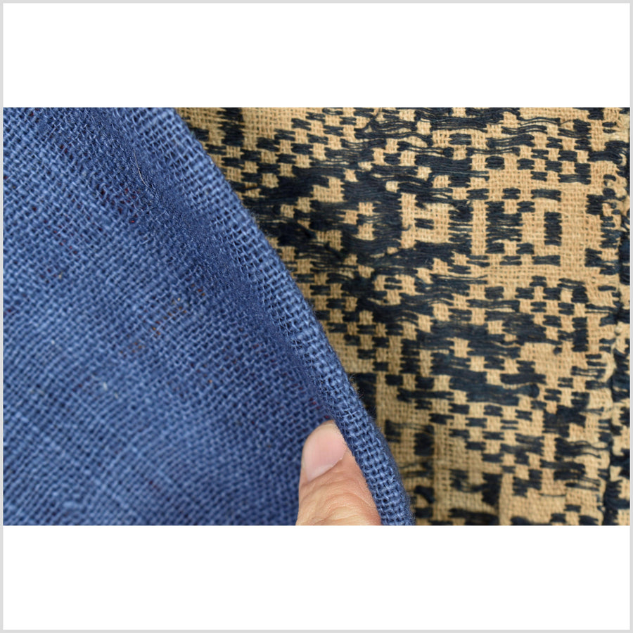 Vintage tribal tapestry, Laos ethnic textile TaiYai tribal cotton silk blanket Pha Hom Southeast Asia indigo blue sepia baby carrier OB170