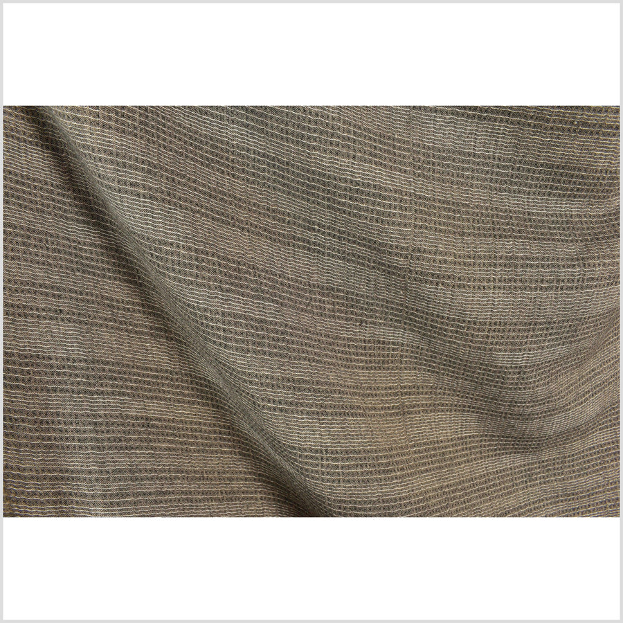 Warm rust brown cotton fabric with black and white woven pin stripes, quilted double ply, Thailand craft supply sold by 10 yards PHA312