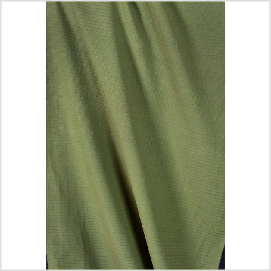 Olive green, ribbed, handwoven textured cotton fabric, medium-weight, raised texture, natural Thai woven craft supply by 10 yards PHA367