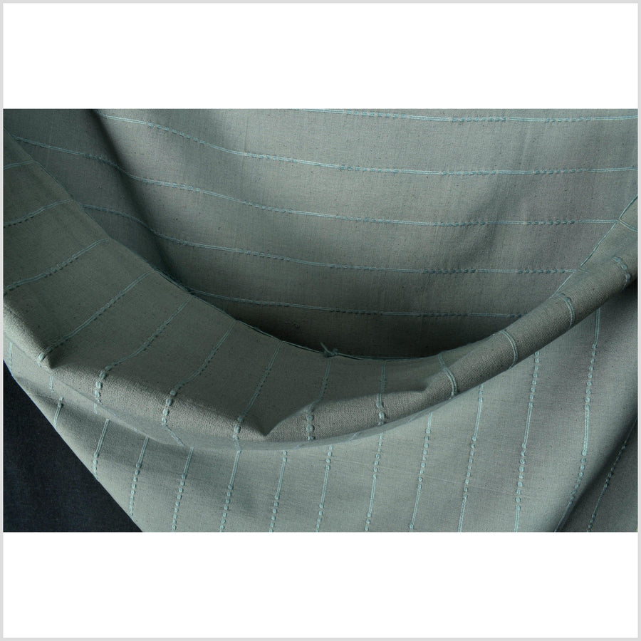 Soft teal, blue-green color fabric, handwoven cotton with woven striping, light/medium-weight, fabric by the yard PHA368