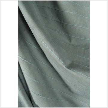Soft teal, blue-green color fabric, handwoven cotton with woven striping, light/medium-weight, fabric by the yard PHA368