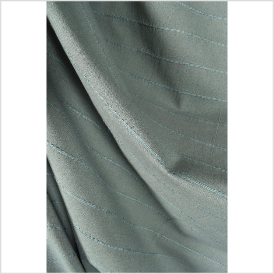 Soft teal, blue-green color fabric, handwoven cotton with woven striping, light/medium-weight, fabric by 10 yards PHA368
