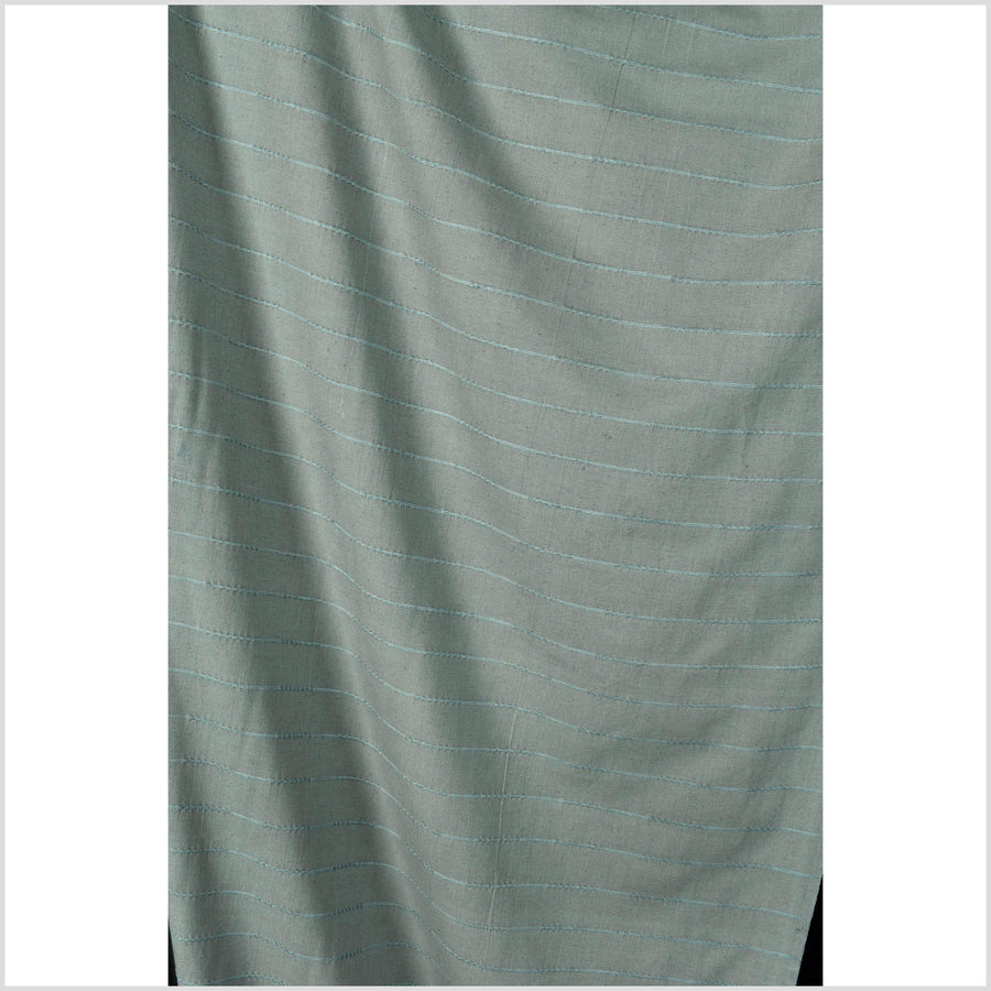 Soft teal, blue-green color fabric, handwoven cotton with woven striping, light/medium-weight, fabric by 10 yards PHA368