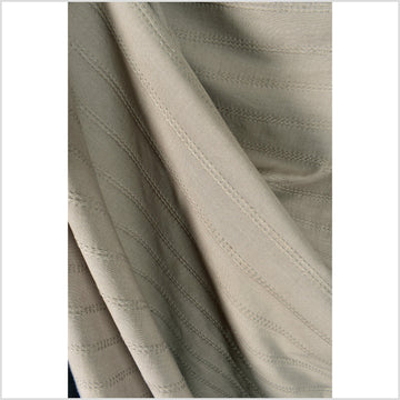 Soft, mocha-tan color fabric, handwoven cotton with woven double striping, light/medium-weight, fabric by the yard PHA369
