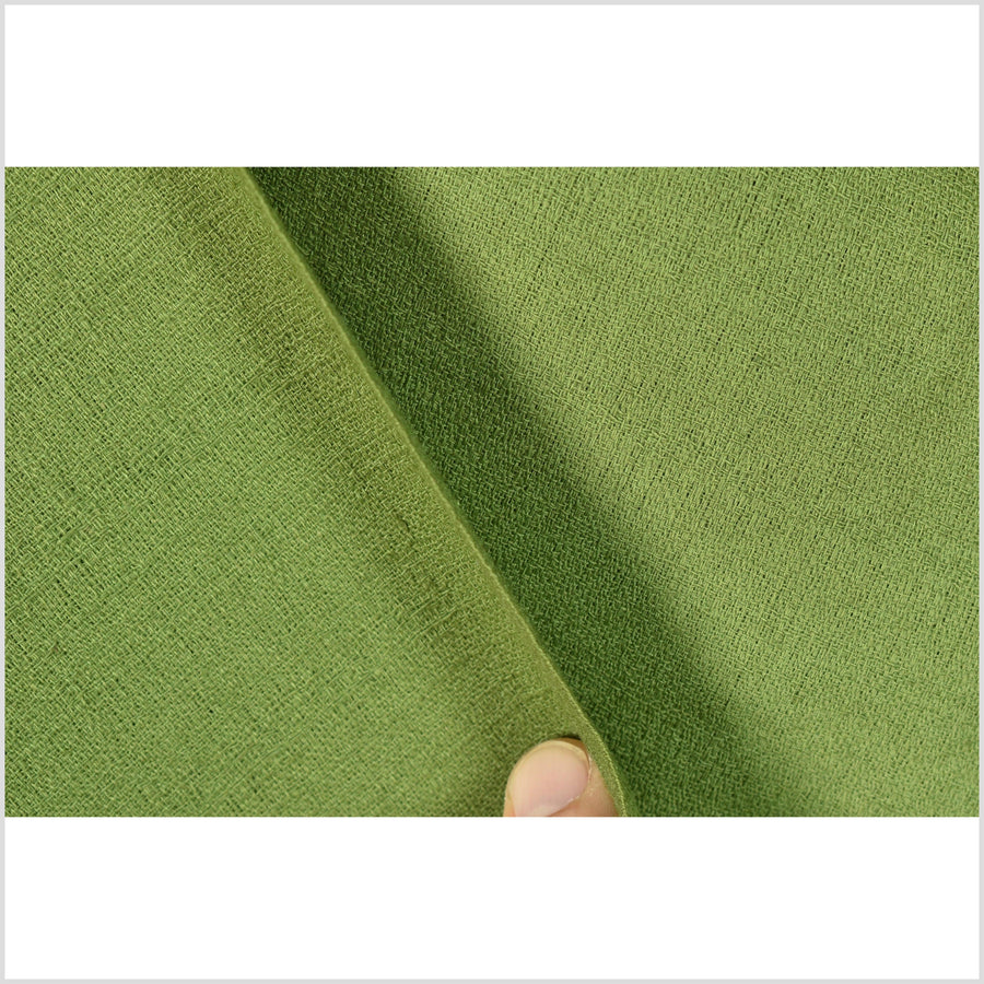 Textured woven spring green cotton fabric, rustic handwoven style, washed, soft and airy, Thai woven craft by the 10 yards PHA370