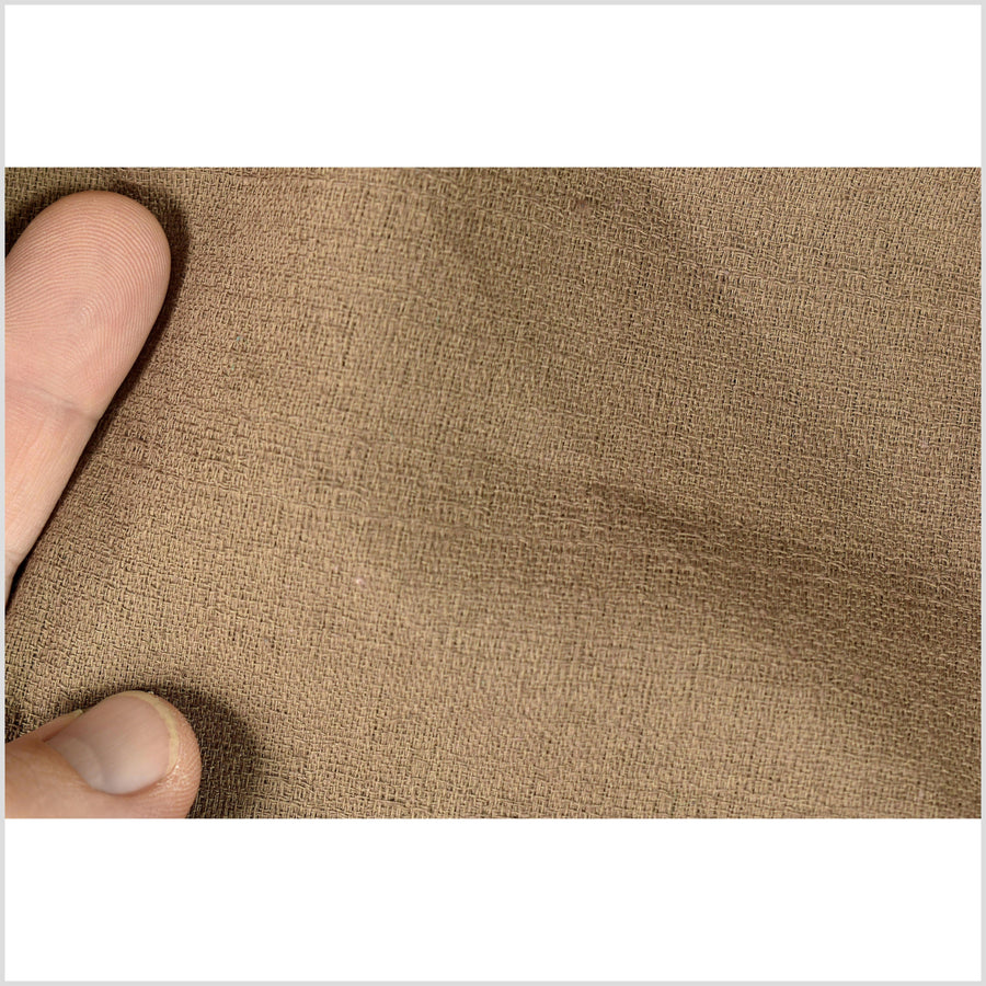 Textured woven earthen brown cotton fabric, rustic handwoven style, washed, soft and airy, Thai woven craft by the 10 yards PHA371
