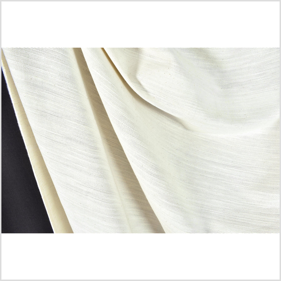 Gorgeous ivory white cotton fabric, natural textured handwoven, medium-weight, rustic farmhouse feel Thai handloom cloth PHA372