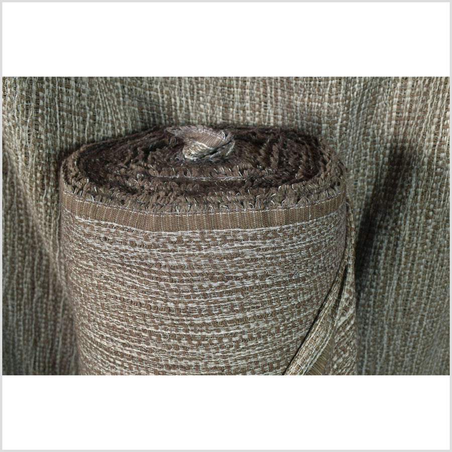 Pale otter brown, two-tone kinky stretch cotton, loose weave crochet effect, textured hand feel fabric, sold by the yard, PHA378