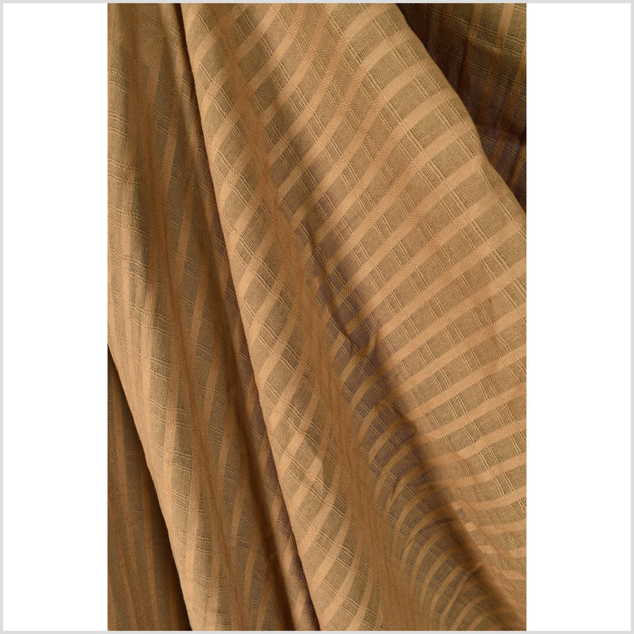 Warm rust brown woven cotton fabric, window pane pattern, light weight, semi sheer, fabric sold by 10 yards PHA379-10