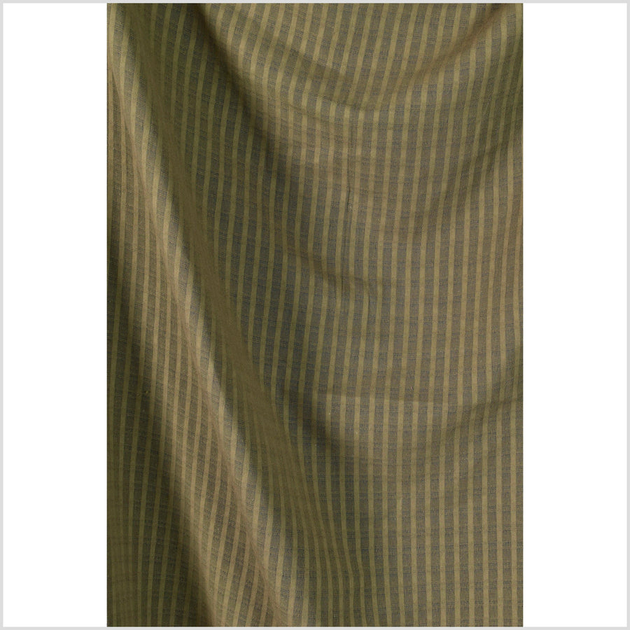 Muted earthen brown woven cotton fabric, window pane pattern, light weight, semi sheer, Thai cloth by the yard PHA380