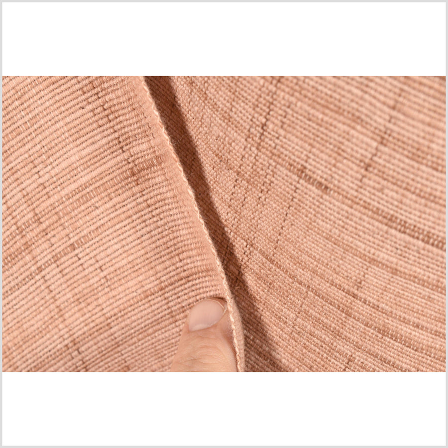 Super textured, handwoven rustic cotton fabric, nude warm blush color, incredible soft hand-feel, Thailand craft supply, fabric by the yard PHA382