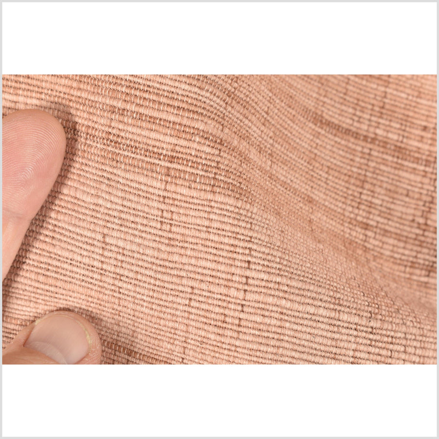 Super textured, handwoven rustic cotton fabric, nude warm blush color, incredible soft hand-feel, Thailand craft supply, fabric by the 10-yards PHA382-10