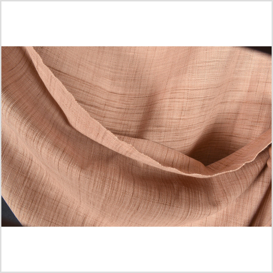 Super textured, handwoven rustic cotton fabric, nude warm blush color, incredible soft hand-feel, Thailand craft supply, fabric by the yard PHA382