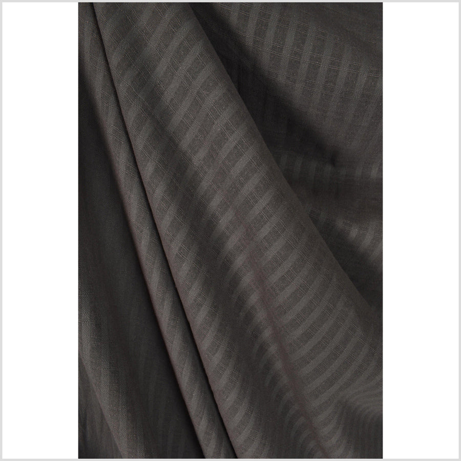 Dark, smokey, midnight brown woven cotton fabric, window pane pattern, light weight, semi sheer, Thai cloth by 10 yards PHA388-10