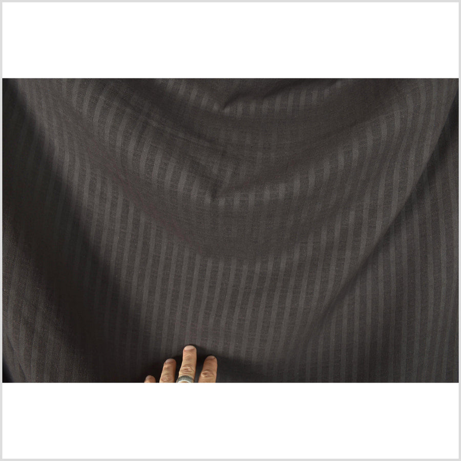 Dark, smokey, midnight brown woven cotton fabric, window pane pattern, light weight, semi sheer, Thai cloth by 10 yards PHA388-10