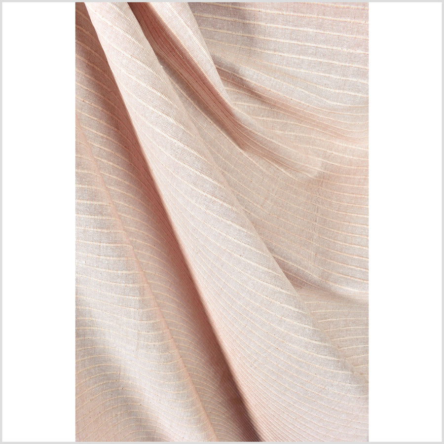 Blush nude ribbed handwoven textured cotton fabric, medium-weight, raised texture, natural Thai woven craft supply by the yard PHA397
