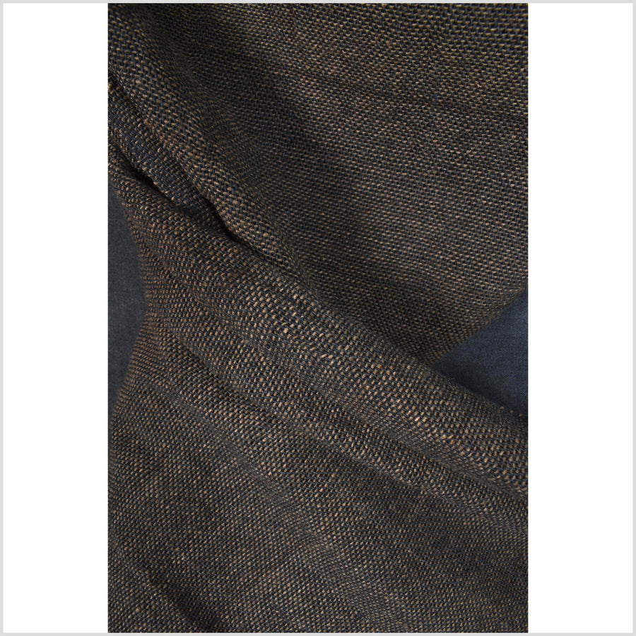 Dark, tamarind brown & black, handwoven fat weave, 100% cotton, two-tone fabric, medium-weight, Thailand craft, sold by 10 yards PHA402-10