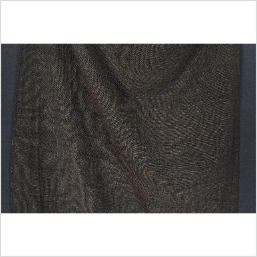 Dark, tamarind brown & black, handwoven fat weave, 100% cotton, two-tone fabric, medium-weight, Thailand craft, sold by 10 yards PHA402-10