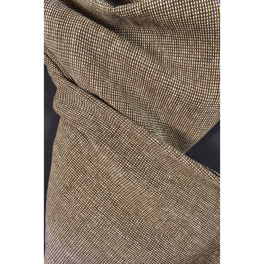 Rugged brown and white handwoven fat weave, 100% cotton neutral earth tone fabric, dashed line, natural color Thai craft, by the yard PHA404-10