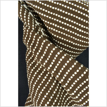 Rich, warm brown & off-white raised weft striping, handwoven super-texture, 100% cotton fabric, Thailand craft, sold per yard PHA408