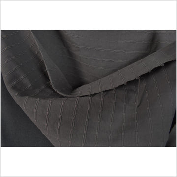 Charcoal, black-gray, geometric raised texture cotton canvas, handwoven, sturdy medium-weight, pillow supply, Fabric By The Yard PHA425-10