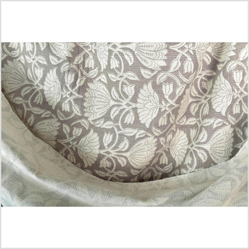 Fabulous beige buckskin suede floral print 100% cotton fabric, medium weight textured cloth, Thailand craft supply, sold by 10 yards PHA436-10