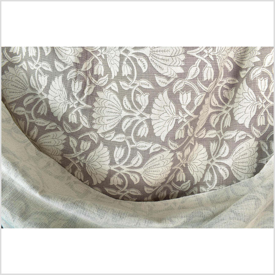 Fabulous beige buckskin suede floral print 100% cotton fabric, medium weight textured cloth, Thailand craft supply, sold by 10 yards PHA436-10
