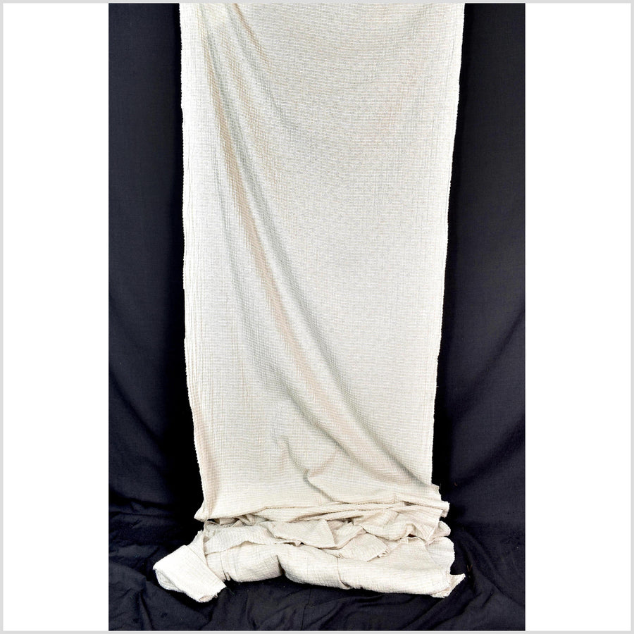 Neutral, off-white, big texture cotton linen fabric, embroidered square grid pattern, great hand feel, medium weight, Thai fabric PHA441