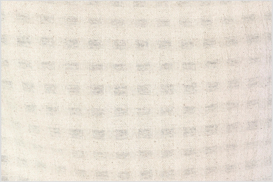 Unbleached, neutral natural geometric raised grid pattern cotton, medium-weight, Thai woven craft supply, Fabric By The Yard PHA445