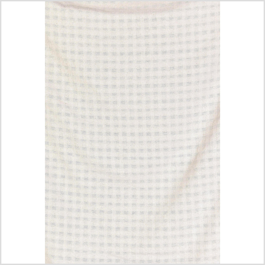 Unbleached, neutral natural geometric raised grid pattern cotton, medium-weight, Thai woven craft supply, Fabric By The Yard PHA445