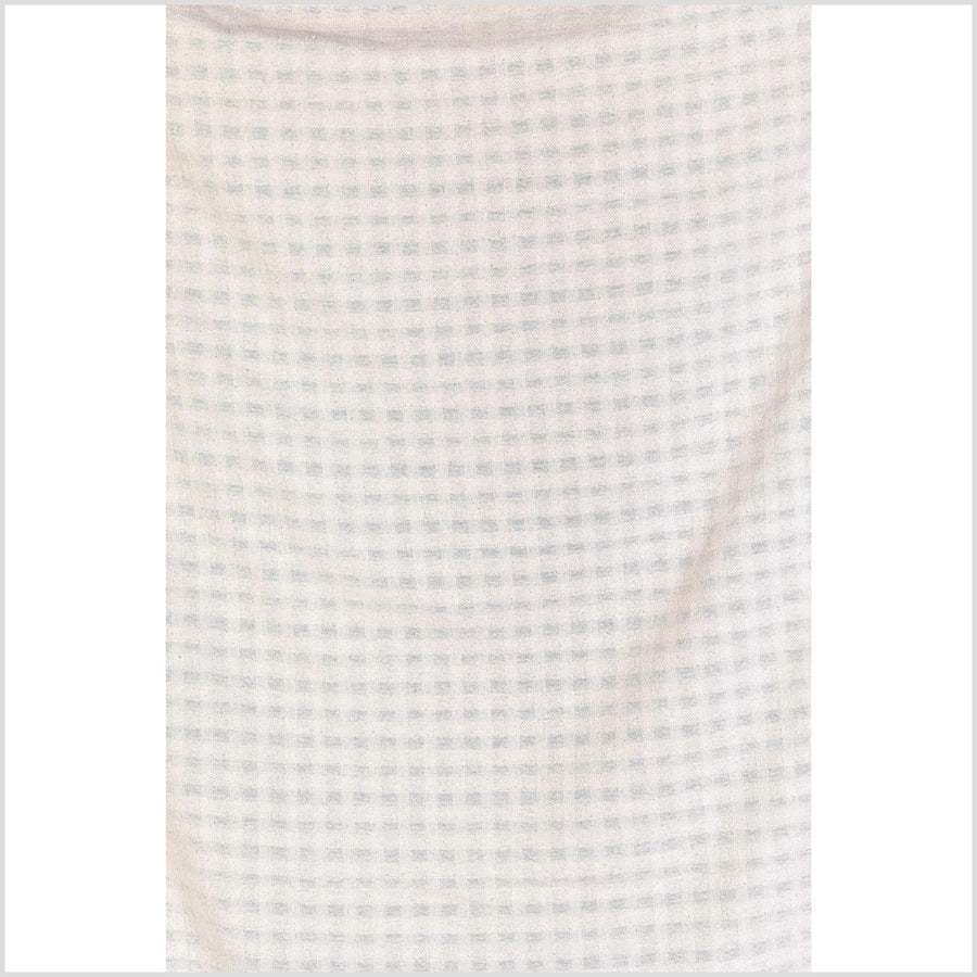 Unbleached, neutral natural geometric raised grid pattern cotton, medium-weight, Thai woven craft supply, Fabric By The Yard PHA445