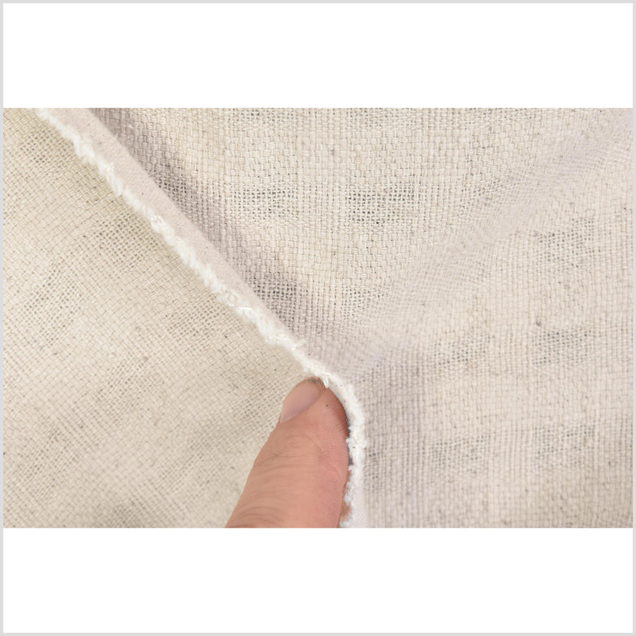 Unbleached, neutral natural geometric raised grid pattern cotton, medium-weight, Thai woven craft supply, Fabric By The Yard PHA445