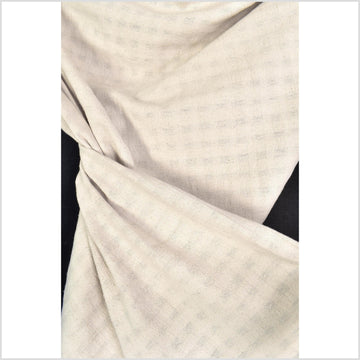 Unbleached, neutral natural geometric raised grid pattern cotton, medium-weight, Thai woven craft supply, Fabric By The Yard PHA445