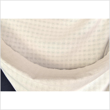 Unbleached, neutral natural geometric raised grid pattern cotton, medium-weight, Thai woven craft supply, fabric by 10 yards PHA445-10